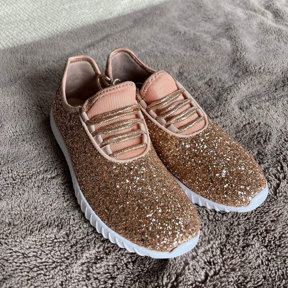 Rose Gold Glitter Sneakers NWT Size 9